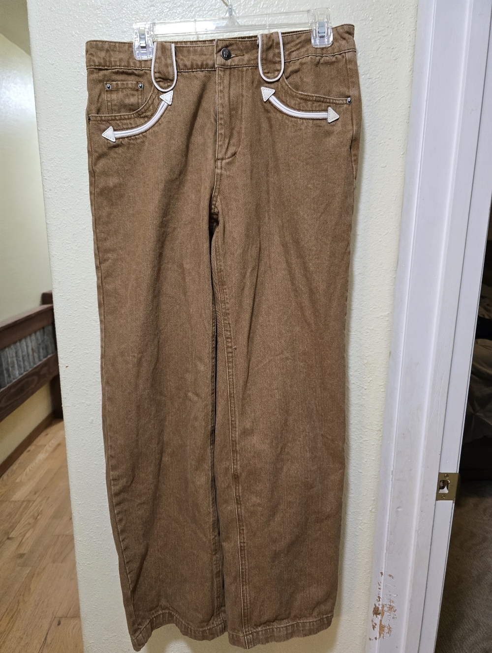 Howdy Hanny Women's Brown Western Straight-Leg Pants